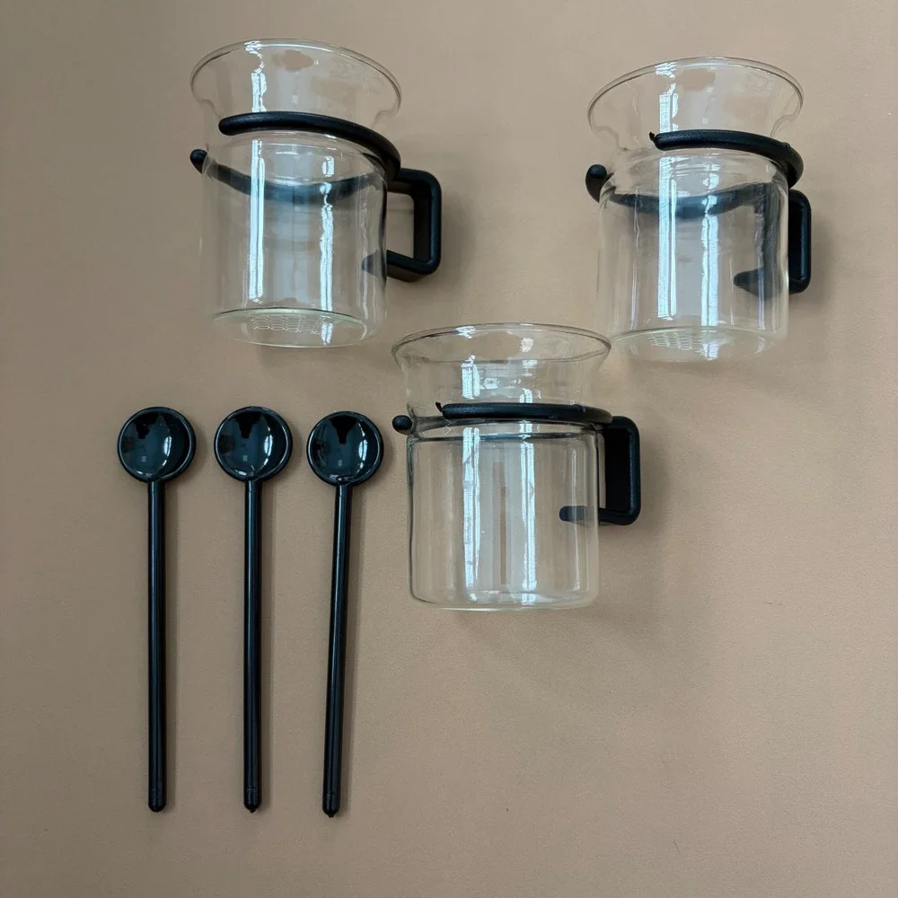 Bodum 6 Piece Espresso Bistro Cup & Spoon SET Capt‎ Picard Glass 8oz Vintage Mug